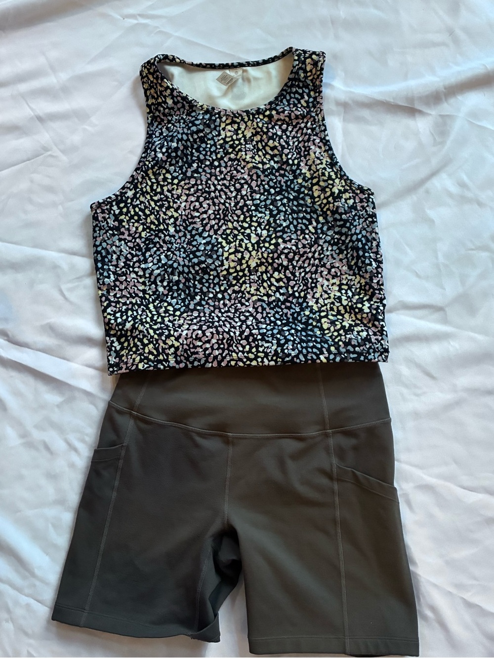 Balance Collection Black and Light Pink Leopard-Print Crop Tank